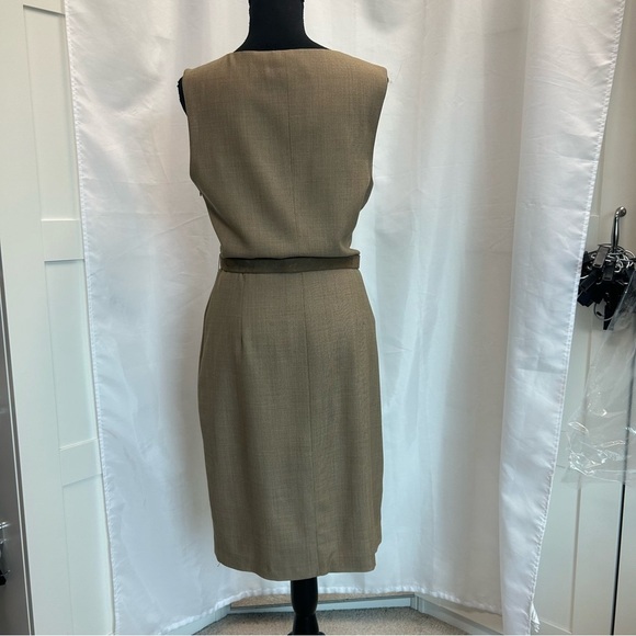 Ralph Lauren tan camel brown sleeveless wool cashmere belted midi dress Sz 10 - Picture 4 of 15